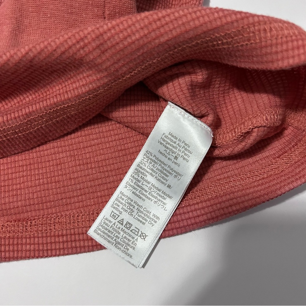 J. Crew Women’s Lightweight Waffle Henley Top Button Up Base Layer Coral Pink XS - Picture 8 of 16